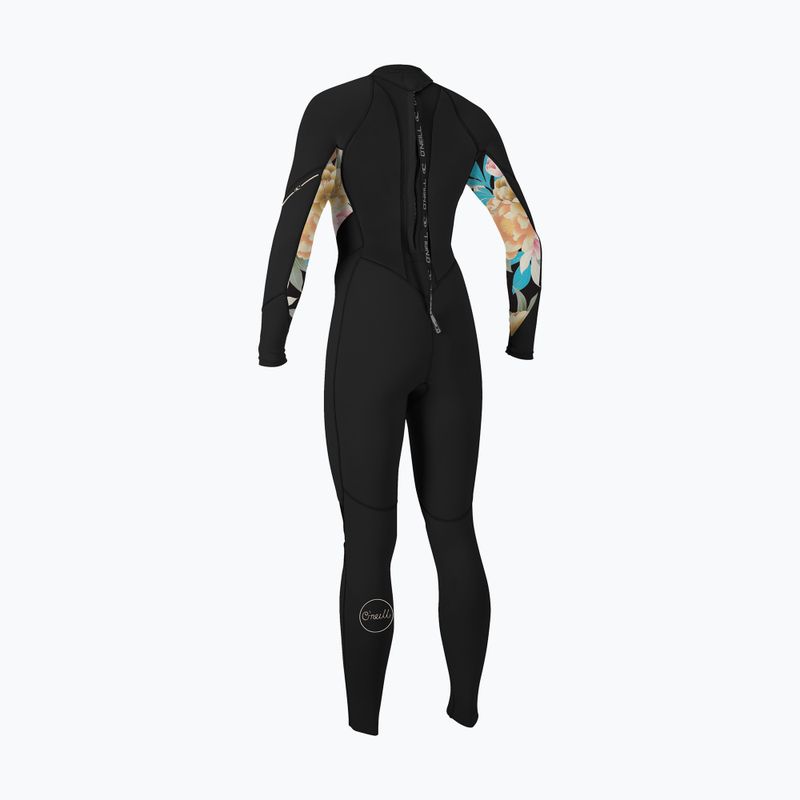 O'Neill Bahia 3/2 Back Zip Full fekete/mikah virágos/fekete női búvárruha 2