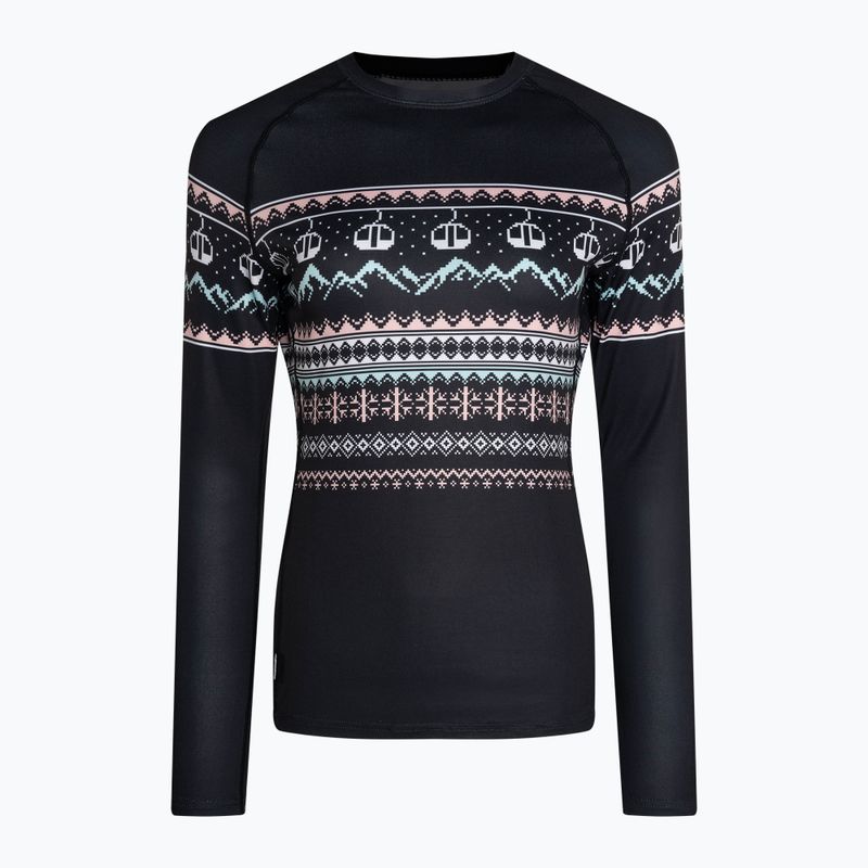 Női termoaktív pulóver Surfanic Cozy Limited Edition Crew Neck black fairisle 4