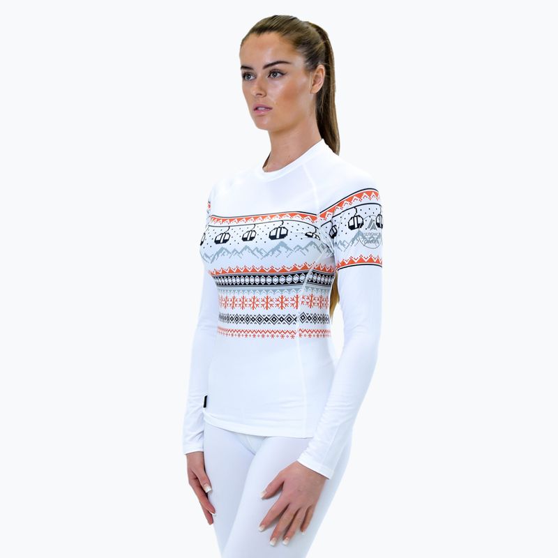 Női Surfanic Cozy Limited Edition Thermal hosszú ujjú Crew Neck fehér fairisle