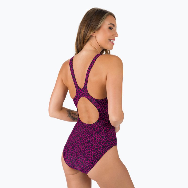 Speedo Boomstar Allover Muscleback női egyrészes fürdőruha Fekete rózsaszín 68-12299B344 6