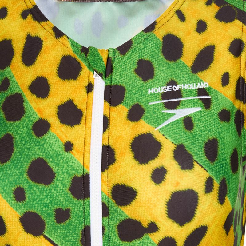 Speedo Placement Digital Highneck női egyrészes fürdőruha zöld/sárga 3