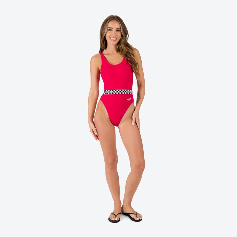 Speedo öves, mély U-hátú női egyrészes fürdőruha piros 12363F338 2