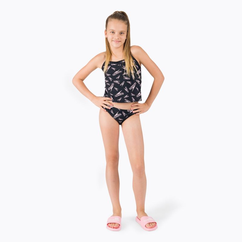 Speedo Printed Tie-Back Tankini Black 68-12380F390 Gyermek kétrészes fürdőruha 5