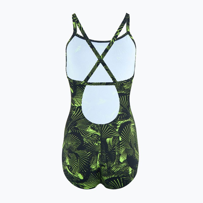 Női egyrészes fürdőruha Speedo Allover Fixed Crossback black / atomic lime 2