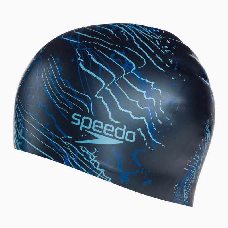 Speedo hosszú hajú nyomtatott tengerészkék úszósapka 68-11306 2
