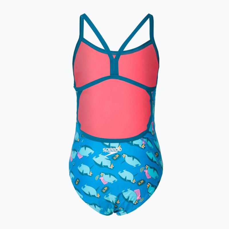 Speedo Flipper Phone Allover Vback gyermek egyrészes fürdőruha kék 68-12846 2