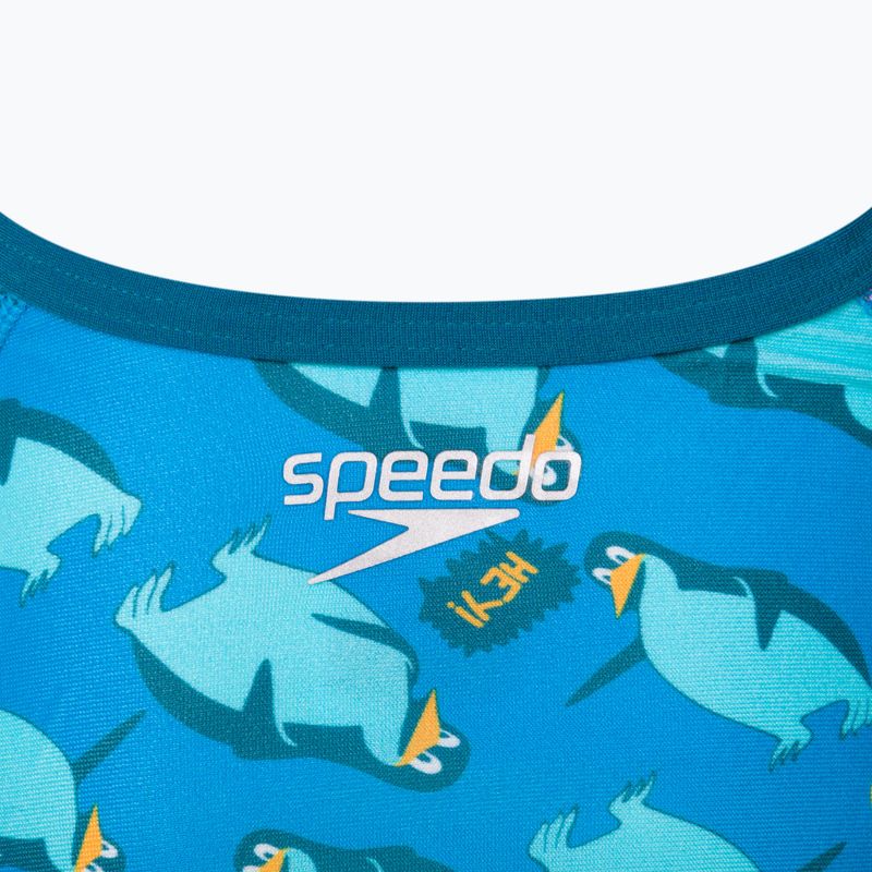 Speedo Flipper Phone Allover Vback gyermek egyrészes fürdőruha kék 68-12846 4