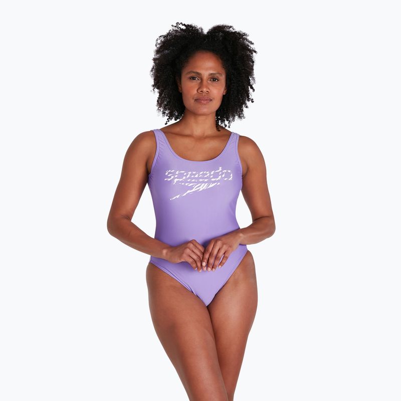 Női Speedo Logo Deep U-Back egyrészes fürdőruha lila 68-12369 5