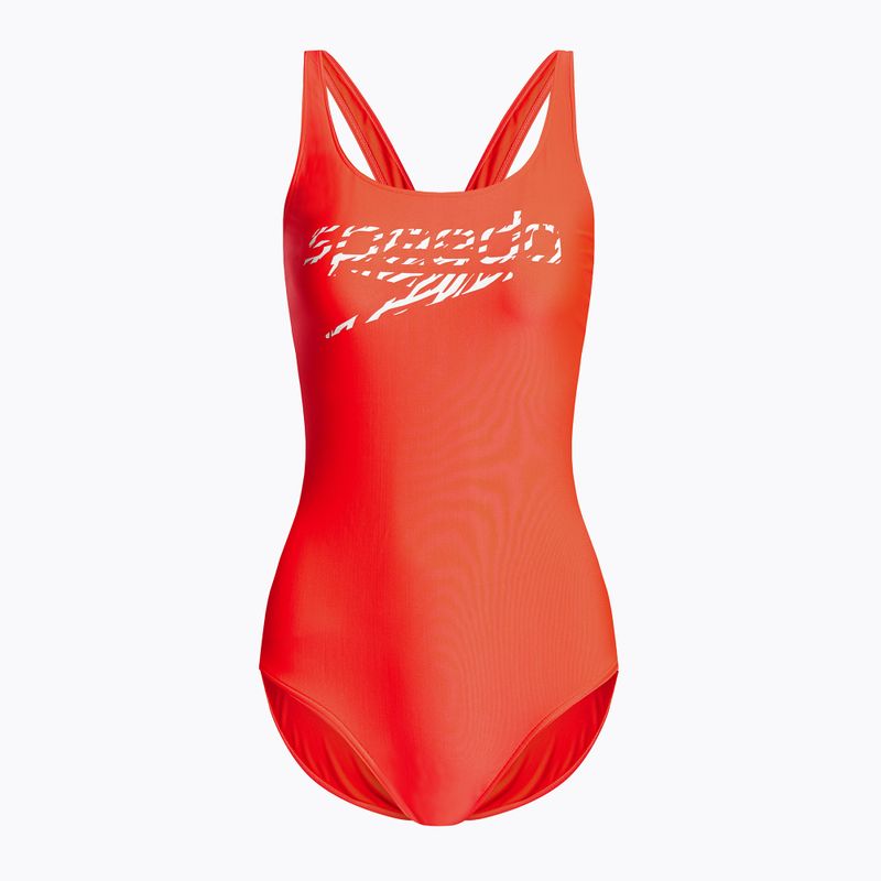 Női Speedo Logo Deep U-Back egyrészes fürdőruha piros 68-12369