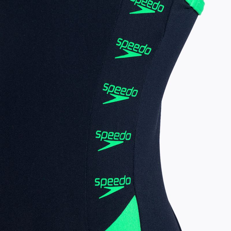 Speedo Boom Logo Splice Muscleback női egyrészes fürdőruha tengerészkék-zöld 68-12900 4