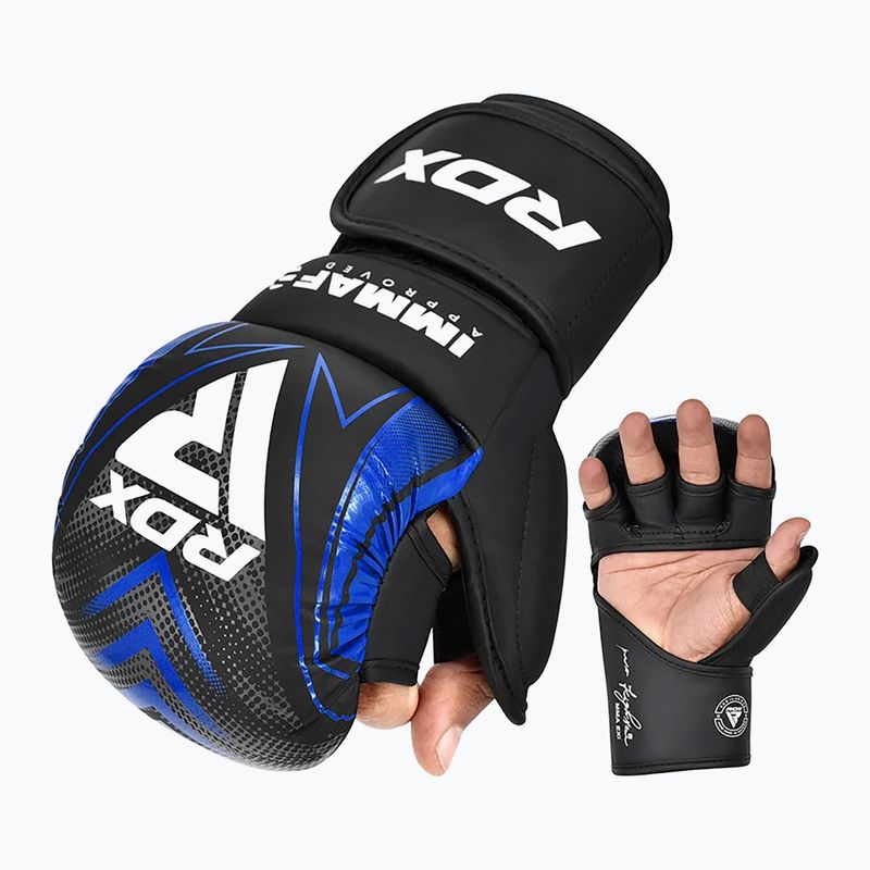 Grapplingkesztyűk RDX IMMAF Approved Shooted Grappling blue 2