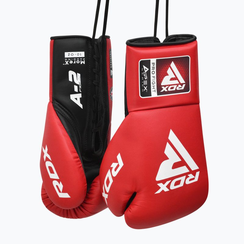 Boxkesztyű RDX Apex Competition Fight Lace Up Boxing red 5