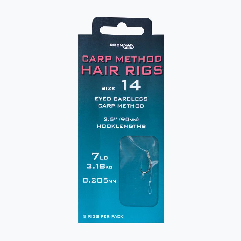 Drennan Carp Method hajszálelőkék szemes horoggal + zsinór 8 db átlátszó HNHCMT014