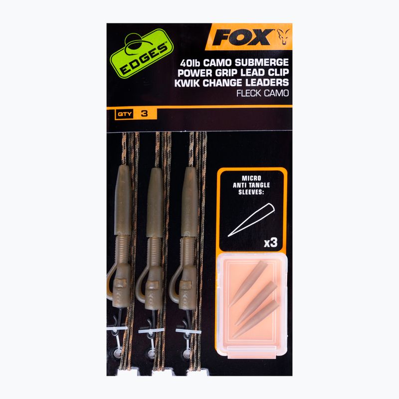 Carp leader Fox Edges Camo Camo Submerge Power Grip Lead Clip Kwik Change Kit camo CAC714