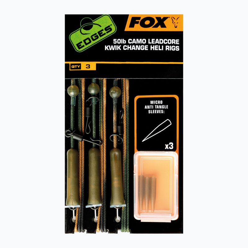 Carp leader Fox Edges Ready Tied Camo Leadcore Heli Rig Leaders camo CAC755