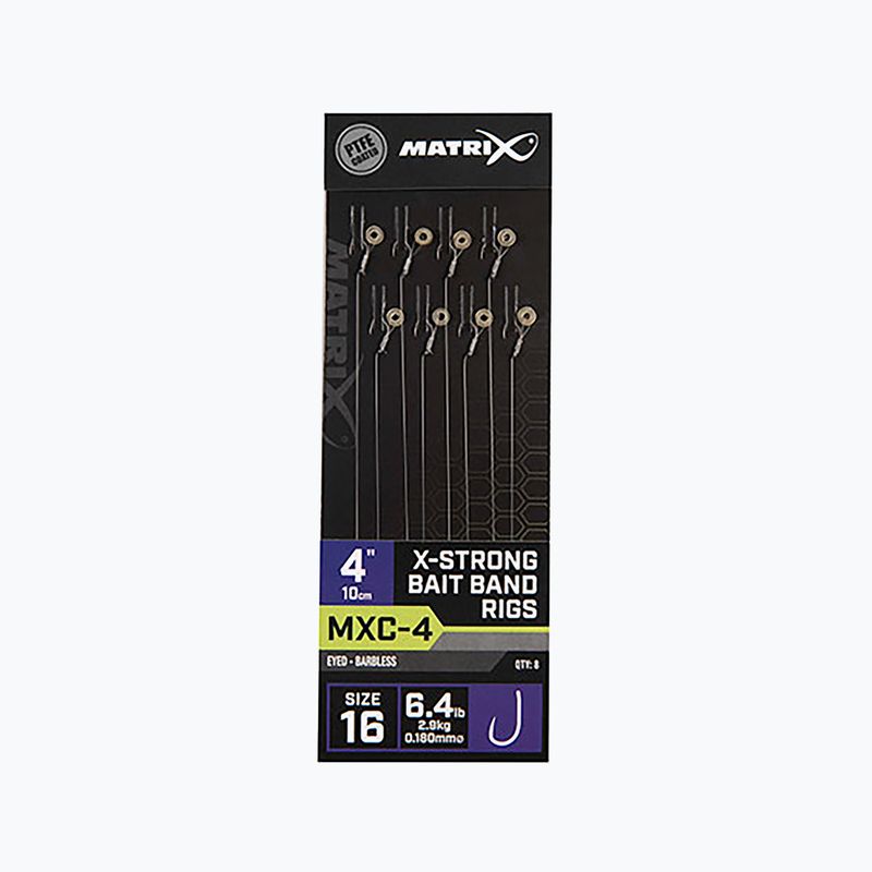 Matrix MXC-4 méretű Barbless X-Strong Bait Band metódusú vezetők 8 db átlátszó GRR066