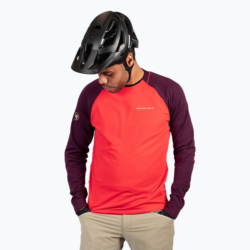 Férfi kerékpáros hosszú ujjú felső Endura Singletrack Fleece aubergine