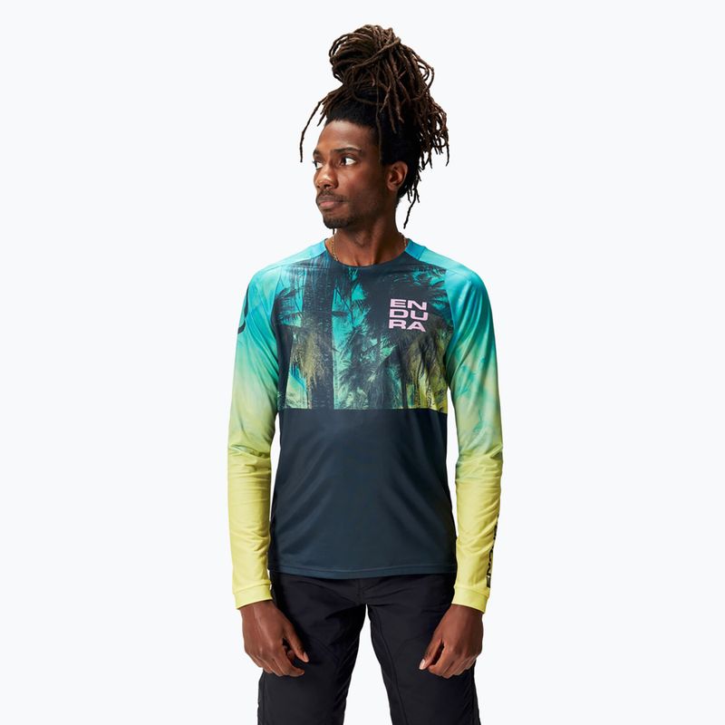 Férfi kerékpáros hosszú ujjú felső Endura Tropical Print Ltd atlantic