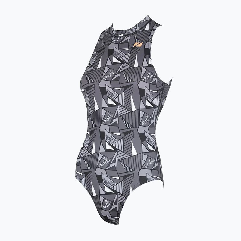 Női egyrészes fürdőruha ZONE3 OWS Renew High Neck black/white 6