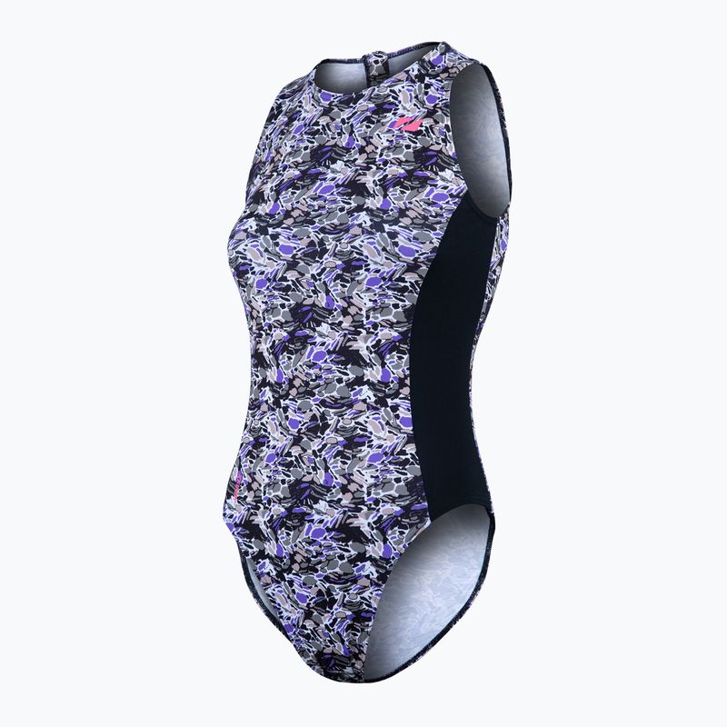 Női egyrészes fürdőruha ZONE3 Pacific Koa Koa High Neck fekete/zöld 4