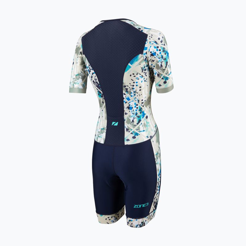 Női triatlonruha ZONE3 Activate+ Short Sleeve Trisuit sand storm/navy/sand 2