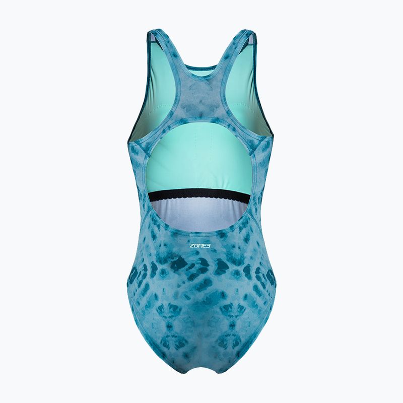 Női egyrészes fürdőruha ZONE3 Classic teal tie-dye 2