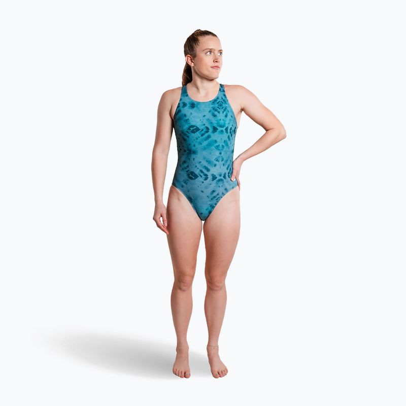 Női egyrészes fürdőruha ZONE3 Classic teal tie-dye 4