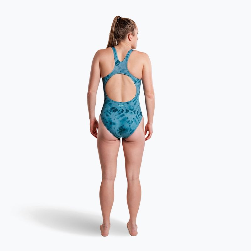 Női egyrészes fürdőruha ZONE3 Classic teal tie-dye 6