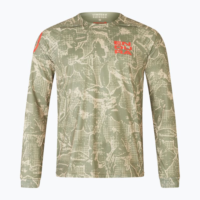 Férfi Endura Grid Floral Ltd kerékpáros hosszú ujjú tweed zöld 4
