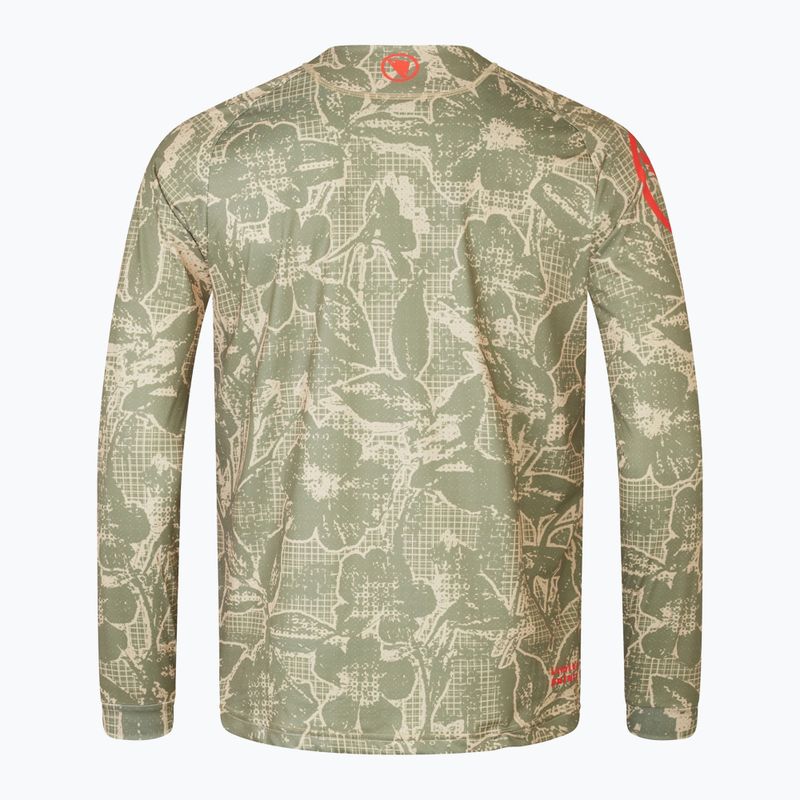 Férfi Endura Grid Floral Ltd kerékpáros hosszú ujjú tweed zöld 5