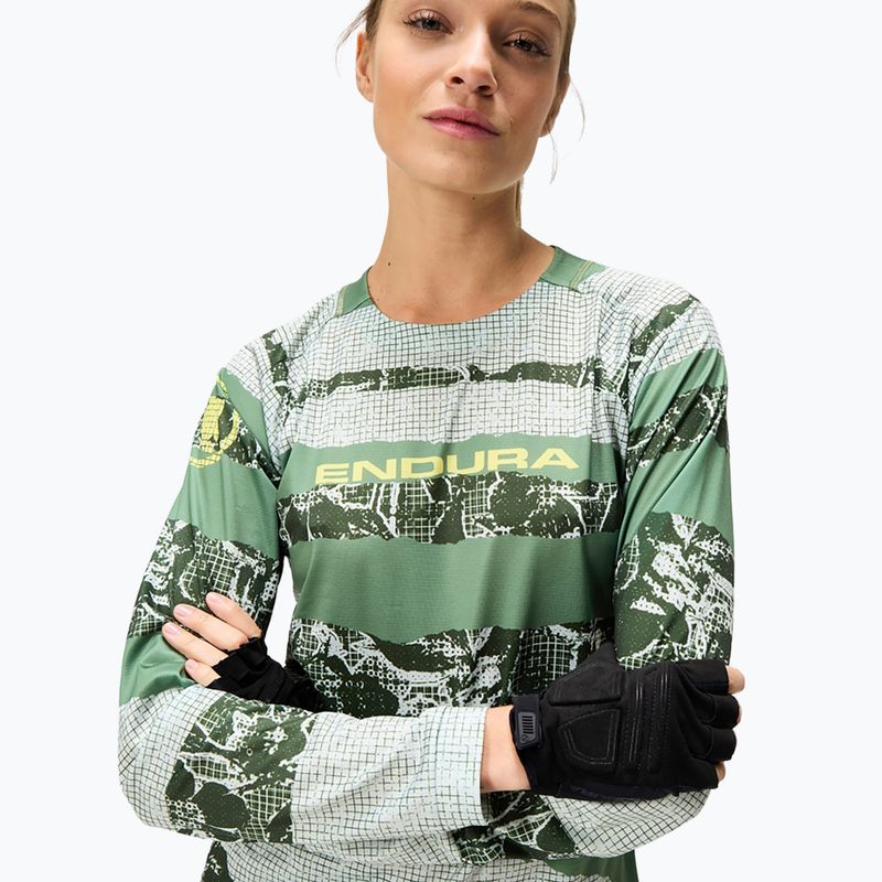 Női kerékpáros hosszú ujjú Endura Patchwork Ltd W machair zöld 4