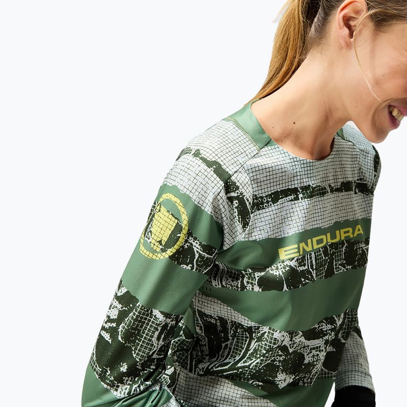 Női kerékpáros hosszú ujjú Endura Patchwork Ltd W machair zöld 5