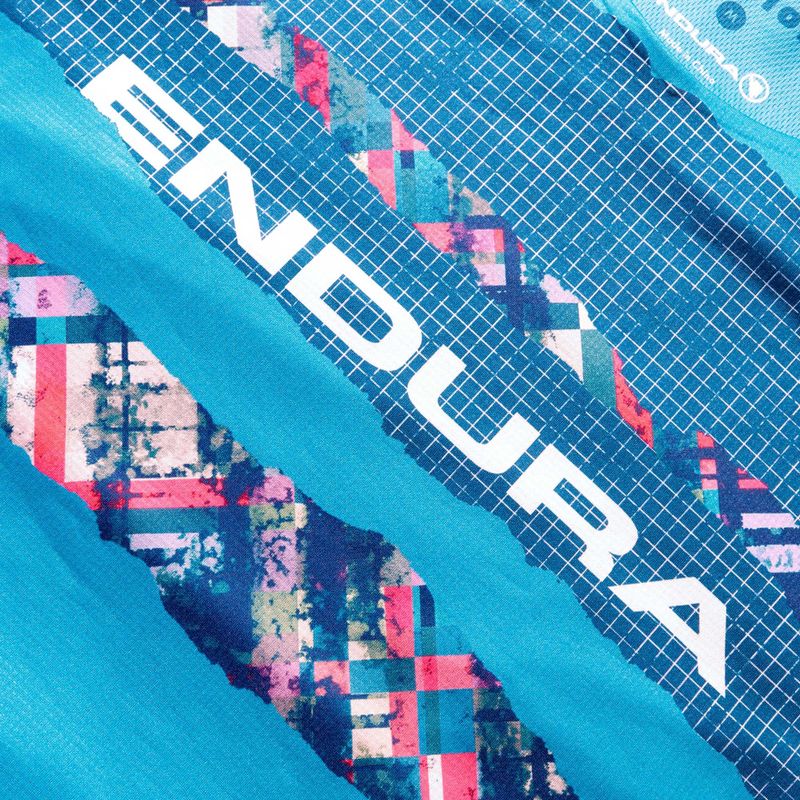 Férfi Endura Patchwork Ltd Nyomtatott barra kék kerékpározás hosszú ujjú 5