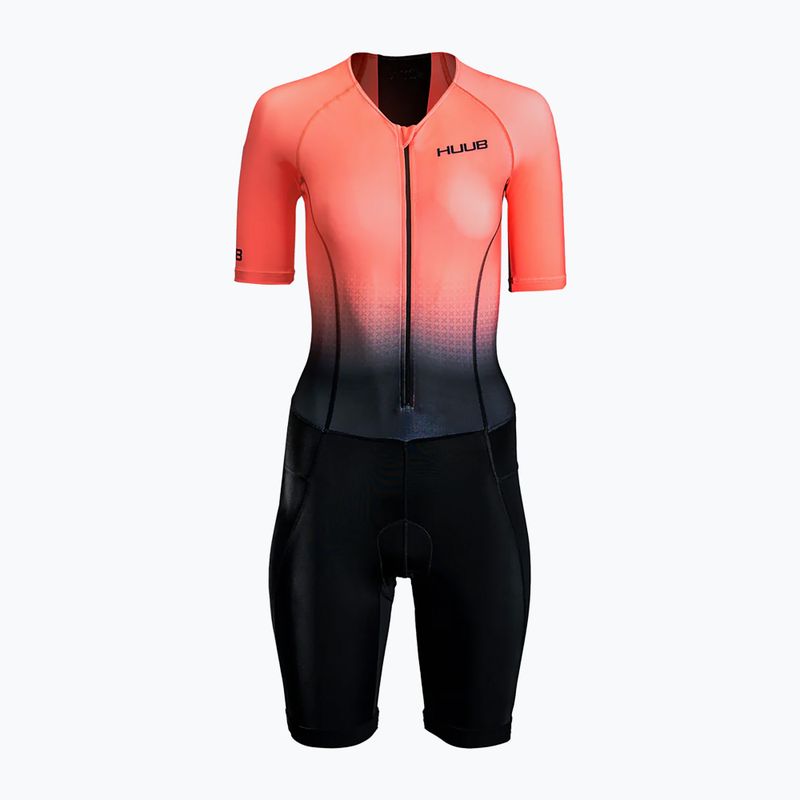 Női triatlon öltöny HUUB Commit hosszú távú öltöny fekete/korall színű