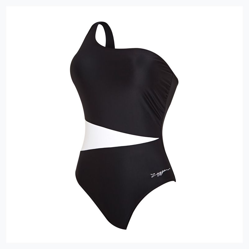 Női egyrészes fürdőruha Zoggs Lattice One Shoulder kék / fehér 5