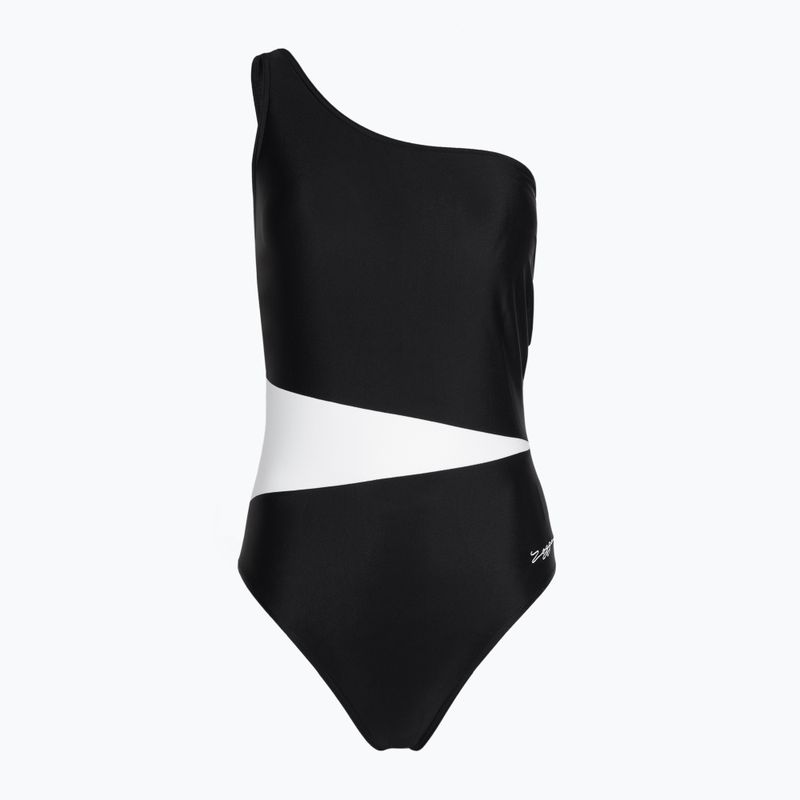 Női egyrészes fürdőruha Zoggs Lattice One Shoulder kék / fehér