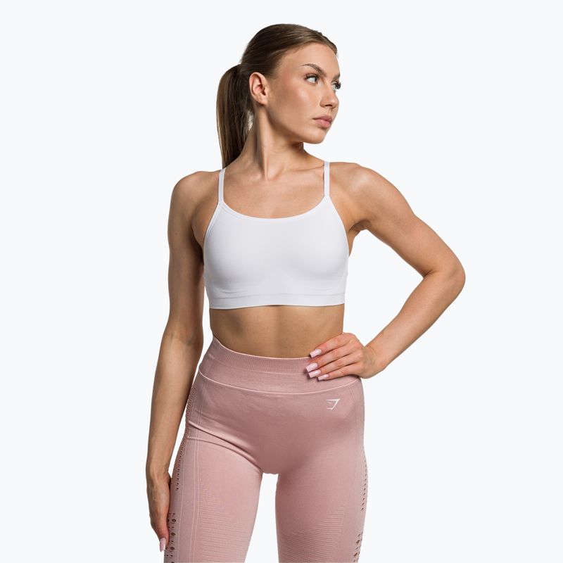 Gymshark Seamless Bralette magas nyakú fitnesz melltartó fehér