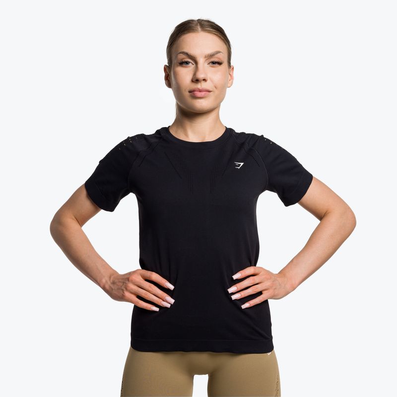 Női edző póló Gymshark Energy Seamless fekete