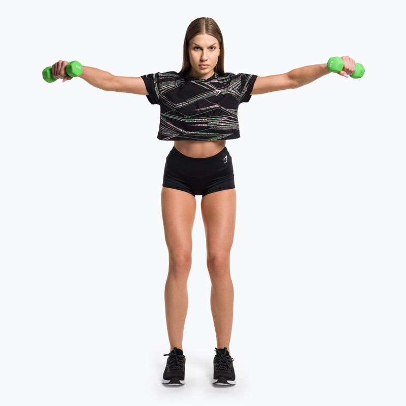 Női edzős felső Gymshark Zone Graphic Crop fekete/lime 2