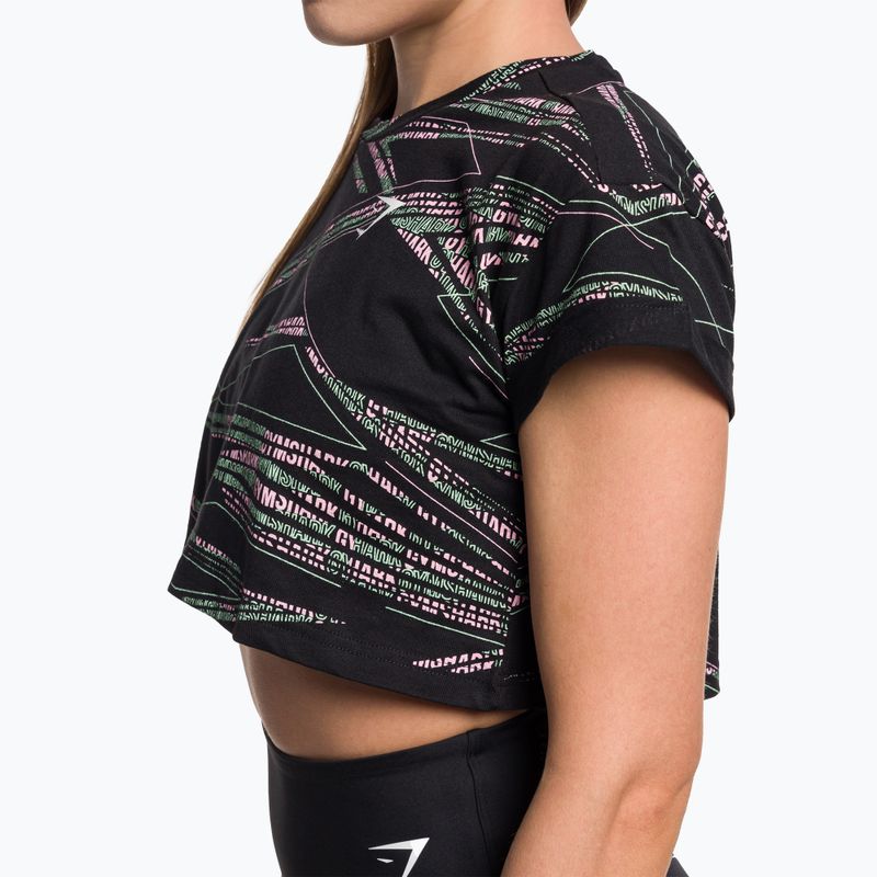 Női edzős felső Gymshark Zone Graphic Crop fekete/lime 4