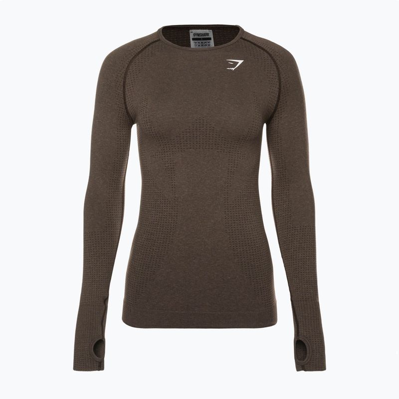 Női hosszú ujjú edzős top Gymshark Vital Seamless Top barna/fehér 6