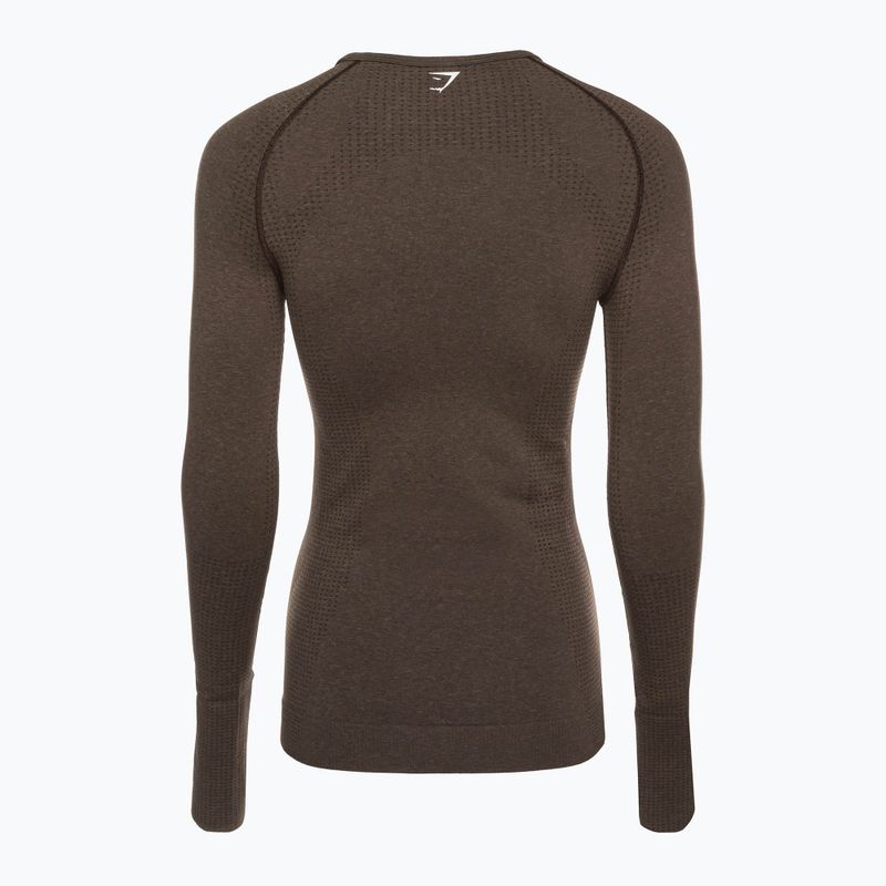 Női hosszú ujjú edzős top Gymshark Vital Seamless Top barna/fehér 7