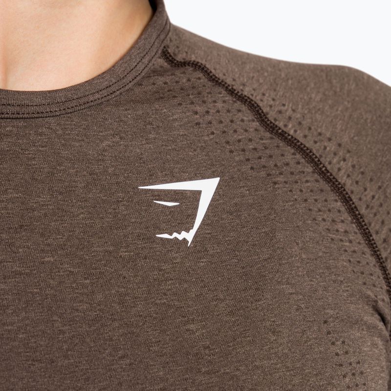 Női hosszú ujjú edzős top Gymshark Vital Seamless Top barna/fehér 5