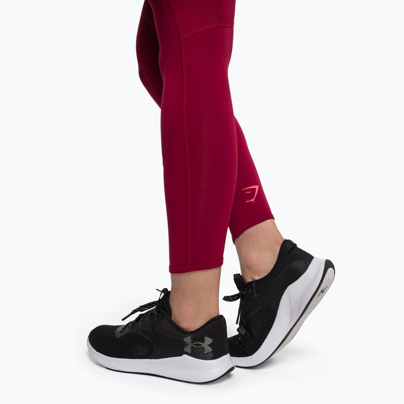 Női edző leggings Gymshark Pulse bordó piros 5