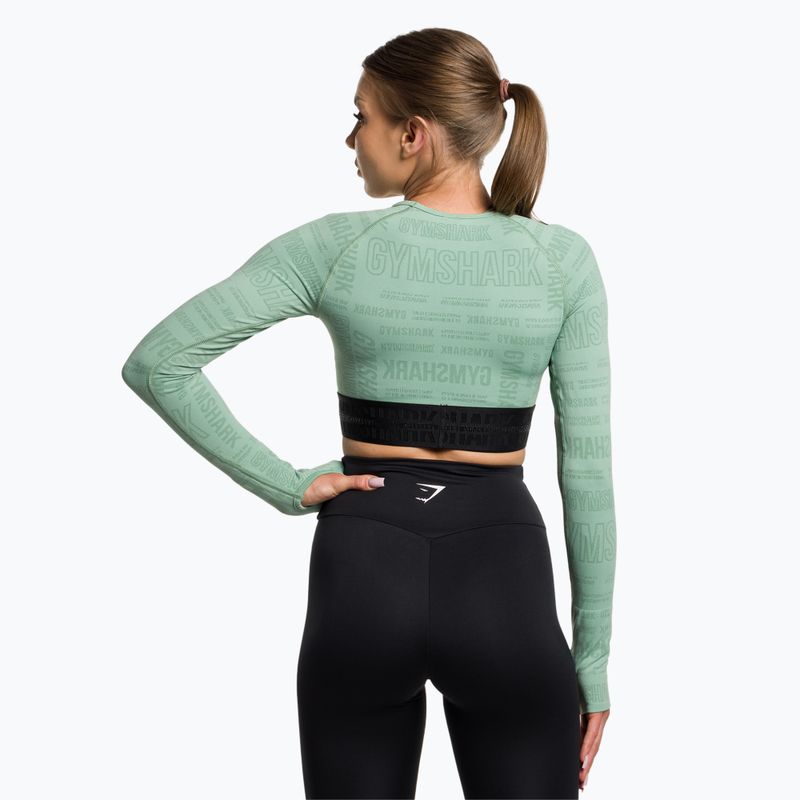 Női Gymshark Vision Crop Top hosszú ujjú edzőfelső zöld/fekete 3