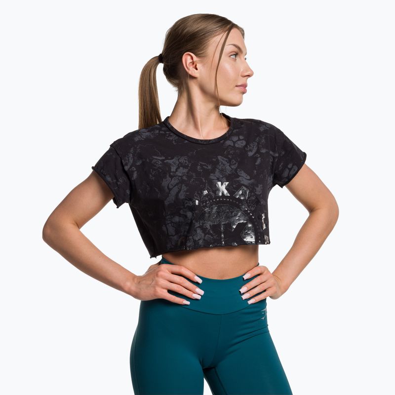 Női Gymshark KK Twins Raw Raw Crop Top fekete/szürke