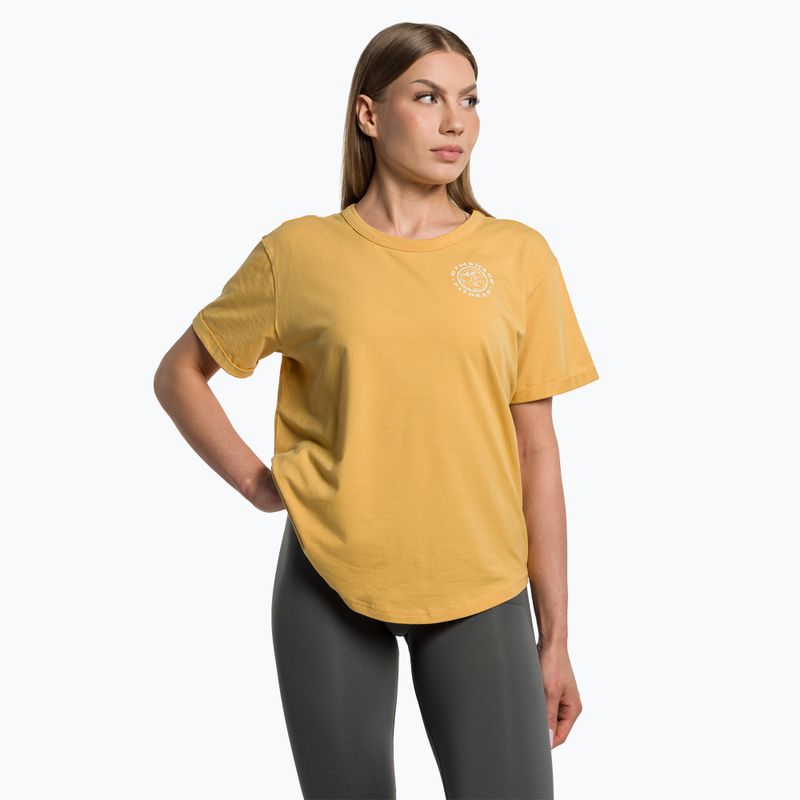 Női edző póló Gymshark GFX Legacy Tee sárga/fehér