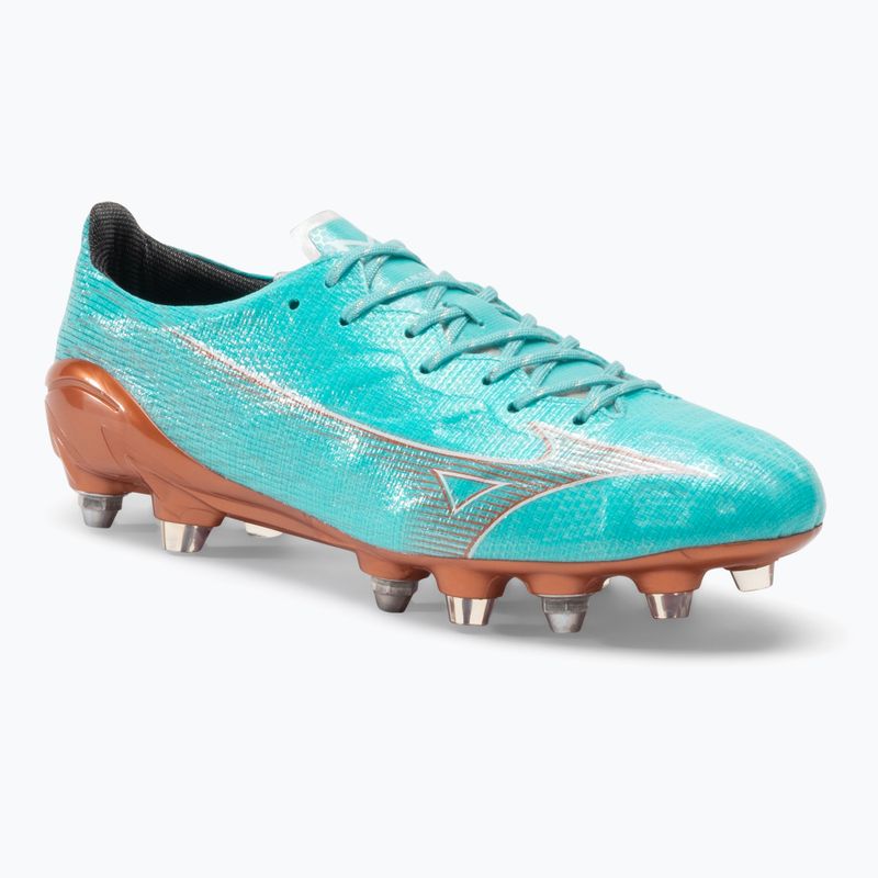 Férfi futballcipő Mizuno Alpha JP Mix kék curacao/hófehér/vörösbatin