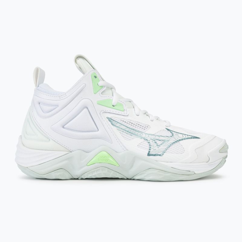 Női röplabda cipő Mizuno Wave Momentum 3 Mid fehér/glacial/pantinazöld 2