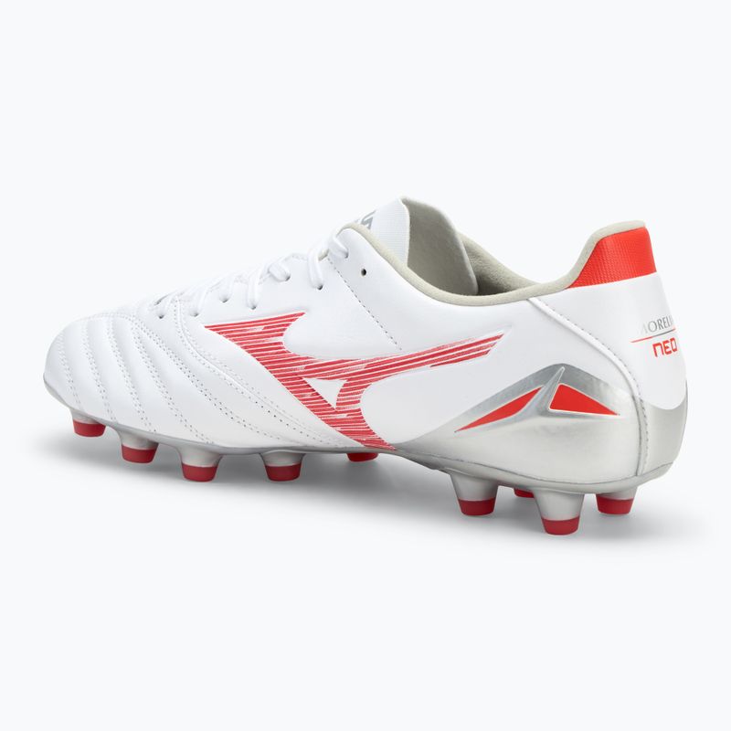 Férfi Mizuno Morelia Neo IV Pro MD labdarúgó cipő fehér/ ragyogó piros/ forró korall 3